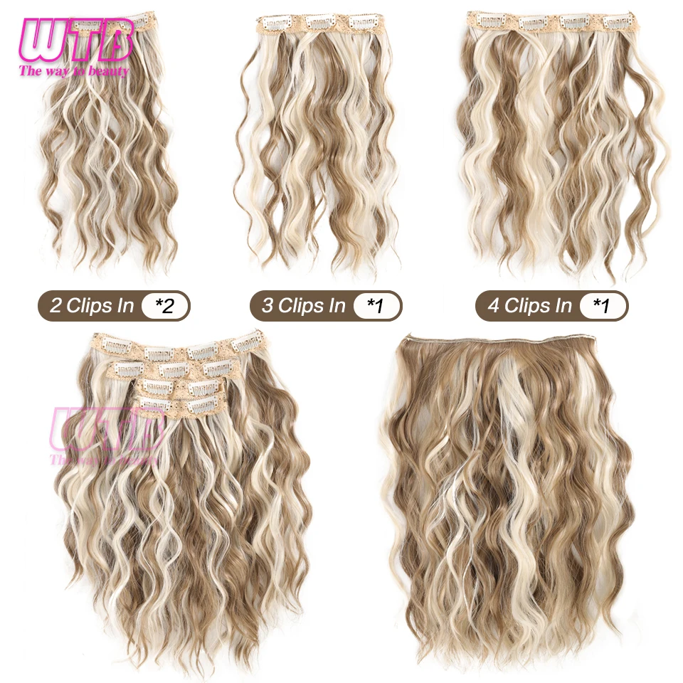 Color: T1B/613 - Synthetic Heat Resistant Hair Extensions Multi Color Clip-in Body Wave 12inch 4 PCS Double Weft for Women Girl Daily Party Use