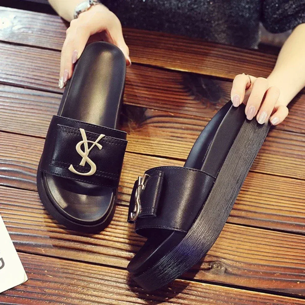 Color: Grape, Shoe Size: 36 - Slippers Summer Shoes Women Platform Design Slides Fashion Letters Ladies Shoes Casual Slipper Outside Non-slip Slippers Sandals