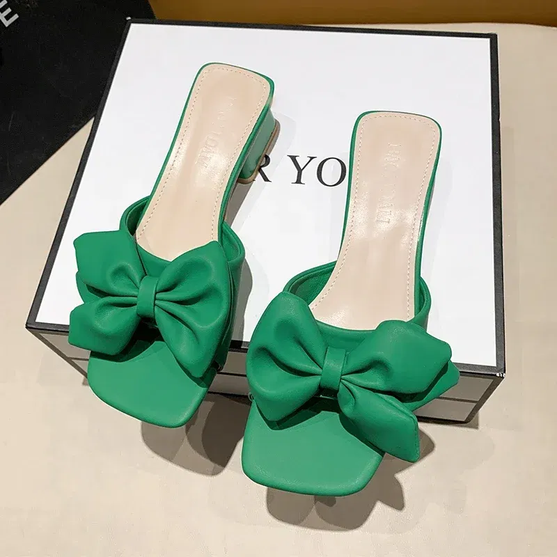 Color: MINT GREEN, Shoe Size: 41 - Large Size Women's Shoes 35-42 Summer Outer Wear Flat Slippers Wide Sandals Slippers Rhinestone Fashion Home Slippers