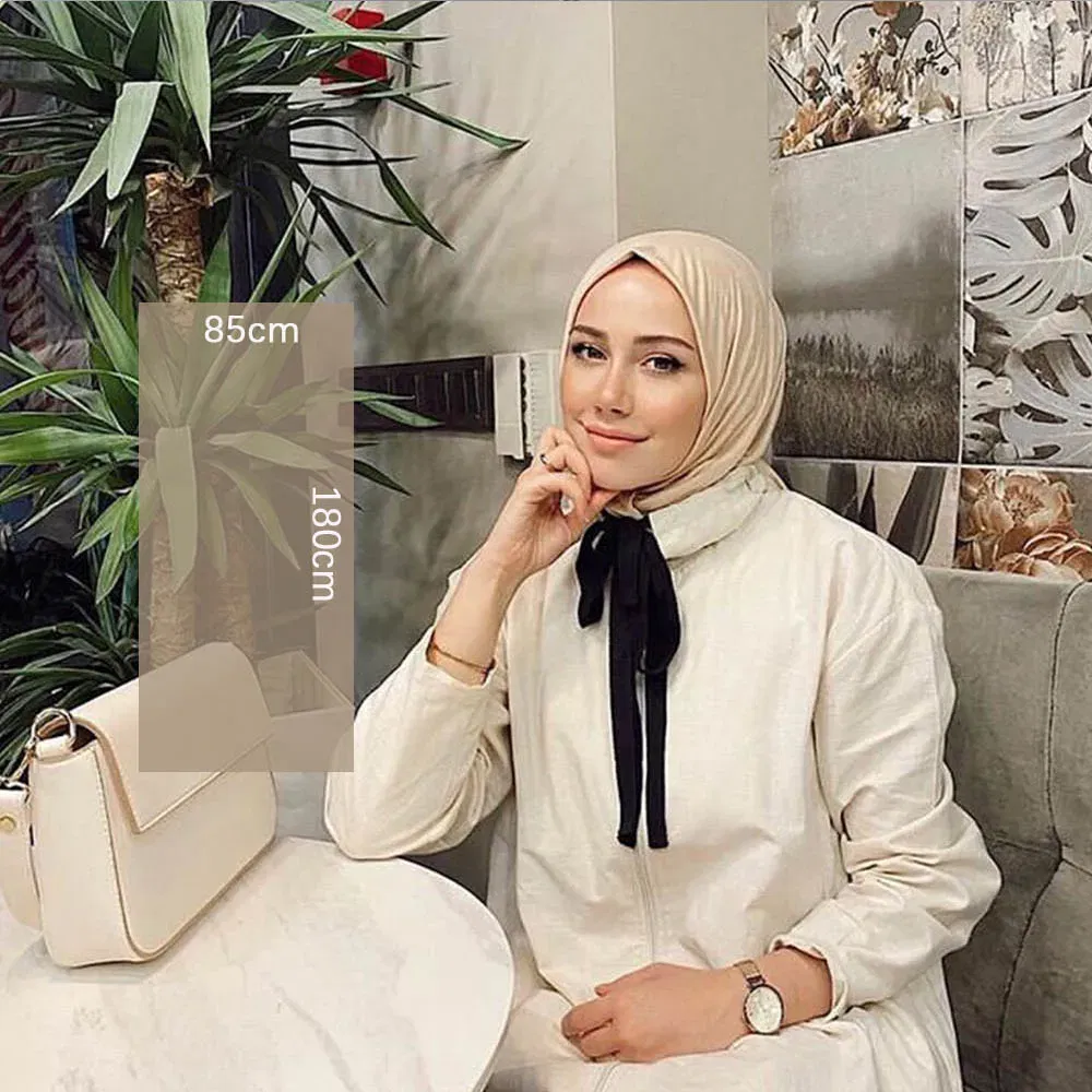 Color: black - 180X85cm  Muslim Women Jersey Hijab Scarf Cotton Stretchy Premium Jersey HIjabs Soft Material Big Large Size Jersey Scarves