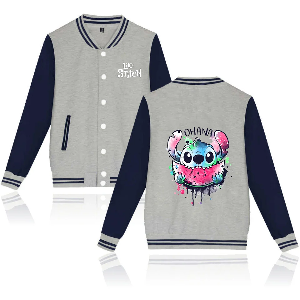 Color: Brown, Size: S - Lilo Stitch Baseball Jacket Men Women Hip Hop Harajuku Jackets Streetwear Kids Boys Girls Loose College Coats