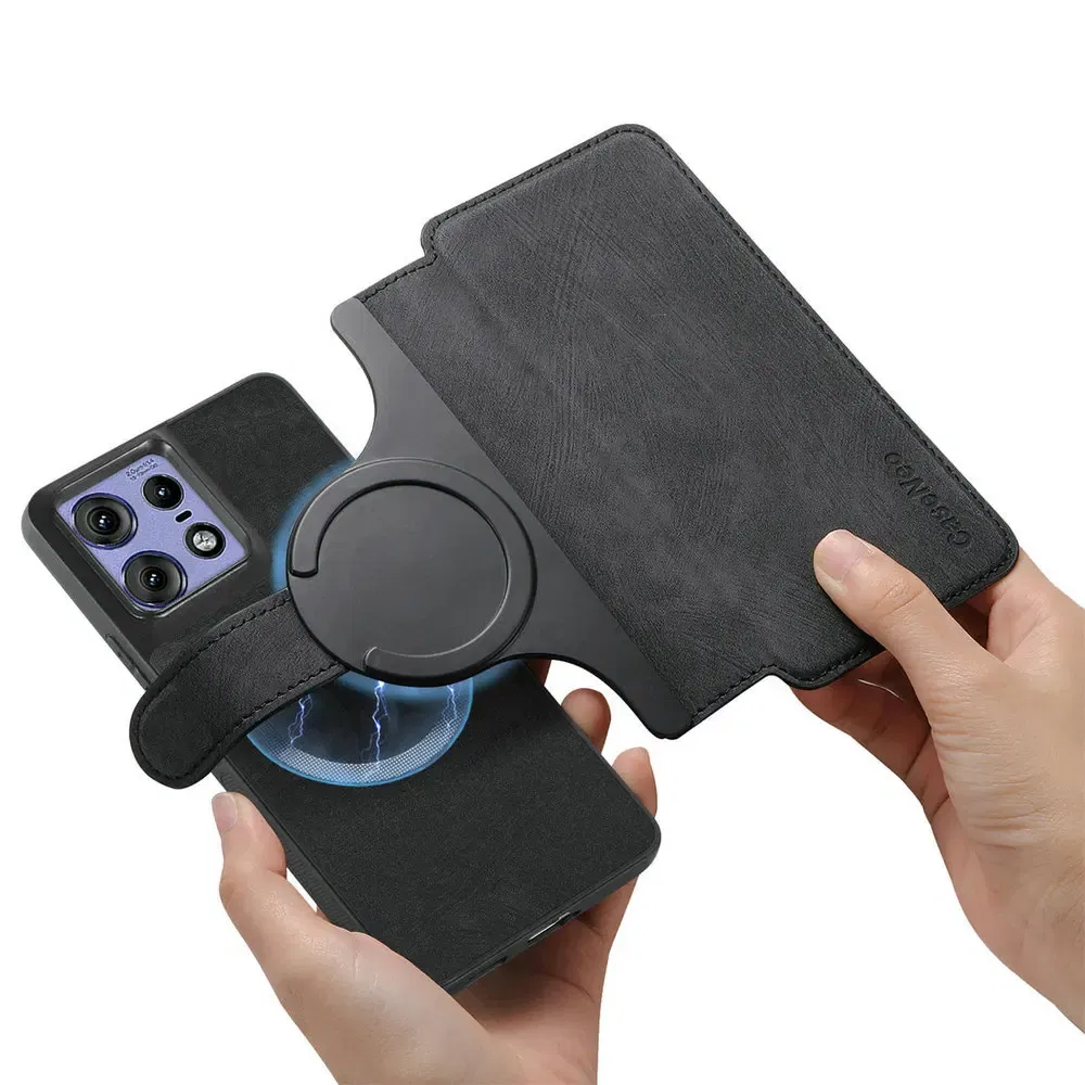 Color: black, Material: Denim - Edge 50 60 Fusion 5G Flip Case For Motorola Edge 60 Pro 2In1 Detachable Leather Wallet Funda Moto Edge 50 Neo 60 Pro S50 Cover