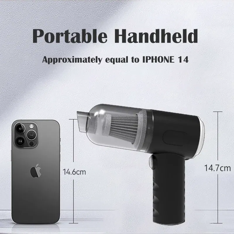 Color: black - 9000Pa Wireless Car Vacuum Cleaner USB Charging 1200mAh Portable Cleaning Appliance Mini Wet and Dry Vacuum Cleaner Household