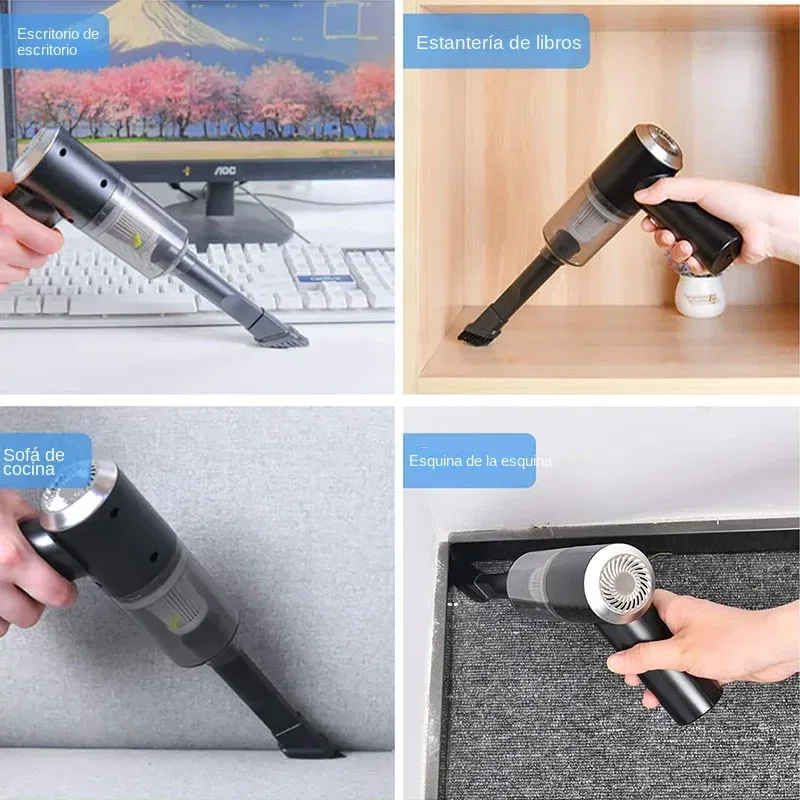 Color: black - 9000Pa Wireless Car Vacuum Cleaner USB Charging 1200mAh Portable Cleaning Appliance Mini Wet and Dry Vacuum Cleaner Household