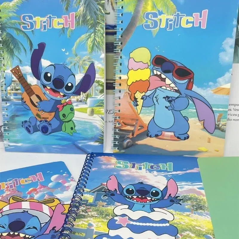Color: black - Disney Stitch Notebook Cute Cartoon Anime Students Notepad Kids Diary Fashion Stationery Learning Supplies Kawaii Holiday Gifts