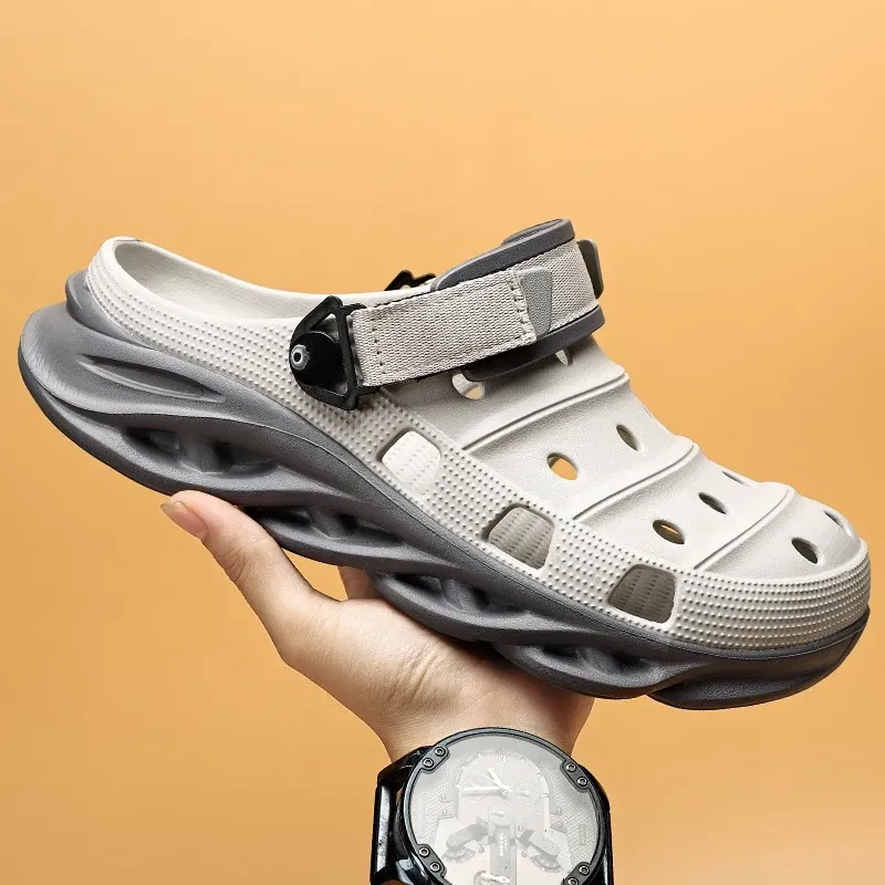 Color: Clear, Shoe Size: 43 - Fashion Garden Shoes Men's Clogs Slippers Sandal Flat Camouflage Sandals Male Sneakers Outdoor Flip Flops Home Clogs
