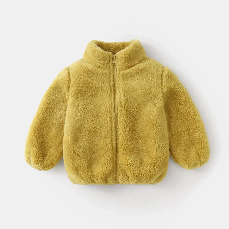 Color: Blue, Kid Size: 15t - Child Autumn Winter Costume Solid Color Outerwear Casual Loose Long Sleeve Tops Plush Jacket Boys Girls Fashion Simple Coats