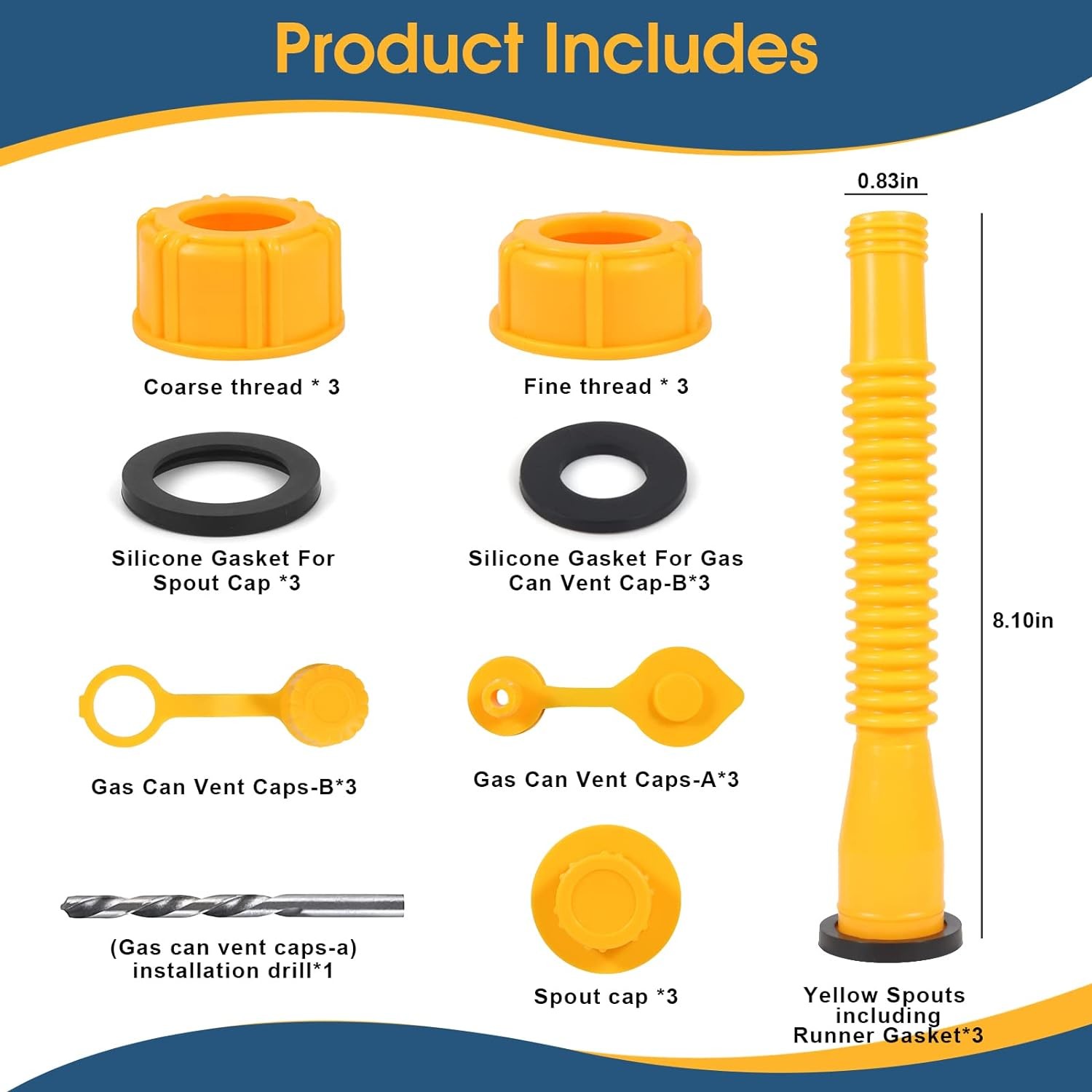 Upgraded Replacement Gas Can Spout with Flexible Nozzle, Fit for Most 1/2/5/10 Gal Can