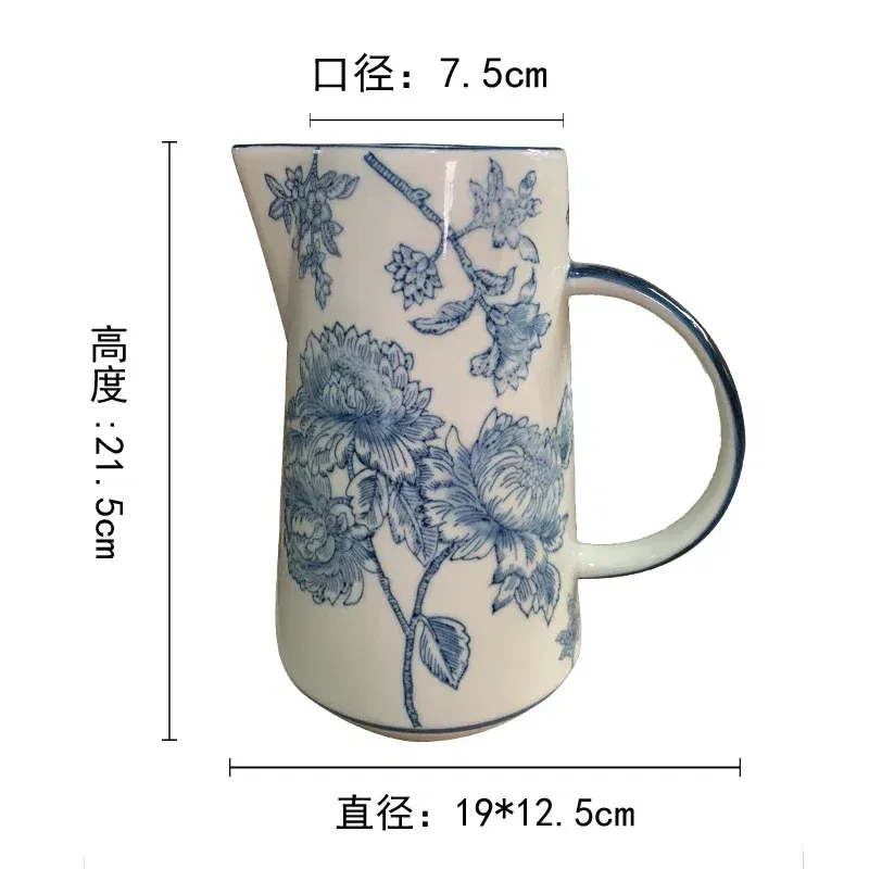Color: Beige - Jingdezhen-Antique Ceramics Vases Blue and White Porcelain Ornaments Flower Arrangement, Zen Style, Modern, Handmade Production