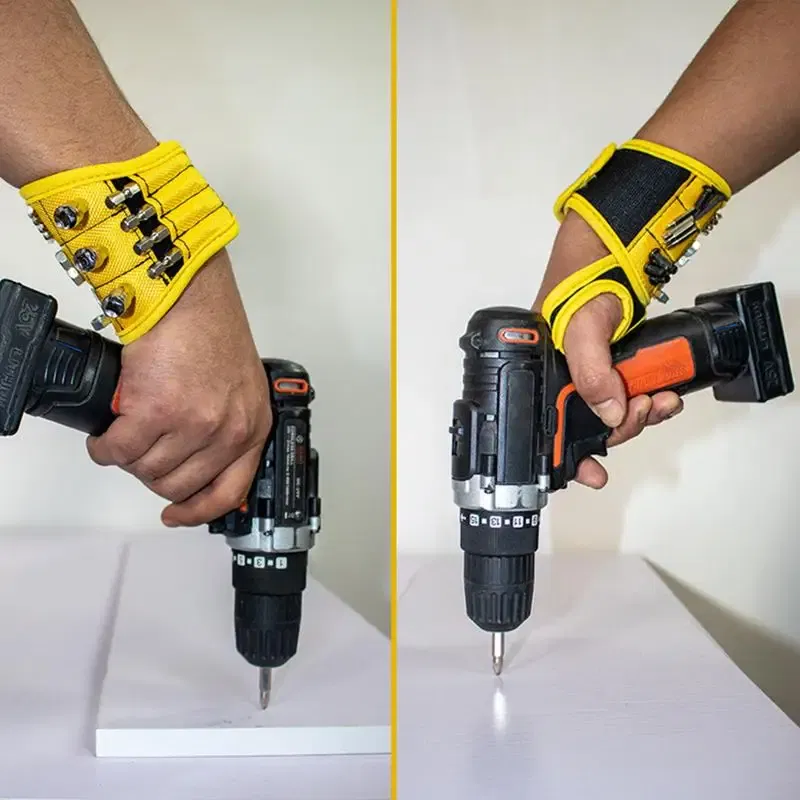 Ships From: france, Color: Yellow - Woodworking Magnetic Wristband Portable Tool Wristband Magnetic Tool Holder Bag Electrician Wrist Tool Belt Screws Nails Drill