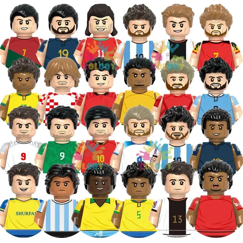 Color: light yellow, Ships From: CHINA - Kids Toys Football Stars Building Blocks Sport Player Bailey Messi Ronaldo Mini Action Figures Toys For Kids Christmas Gifts