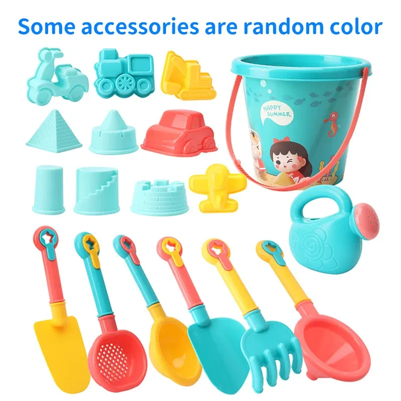 Color: light green - Children Beach Toys Summer Outdoor Games Sand Play Plastic Bucket Watering Bottle Shovels Kids Beach Water Game Toys Tools Gifrs