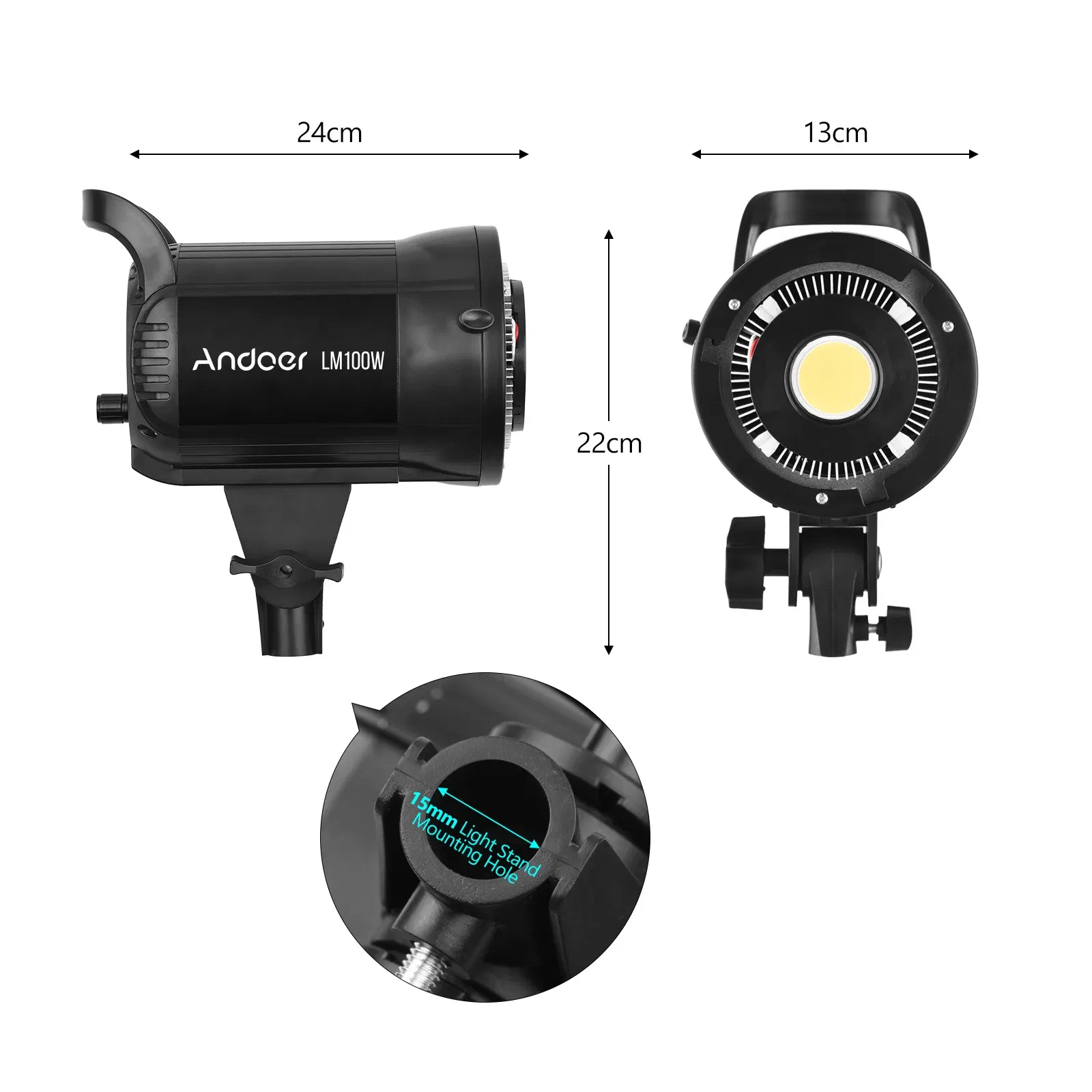 Plug Type: EU, Ships From: CHINA - New! Andoer 100W Studio LED Video Light 5600K Dimmable Bowens Mount Continuous Light with Remote Control for Video Live