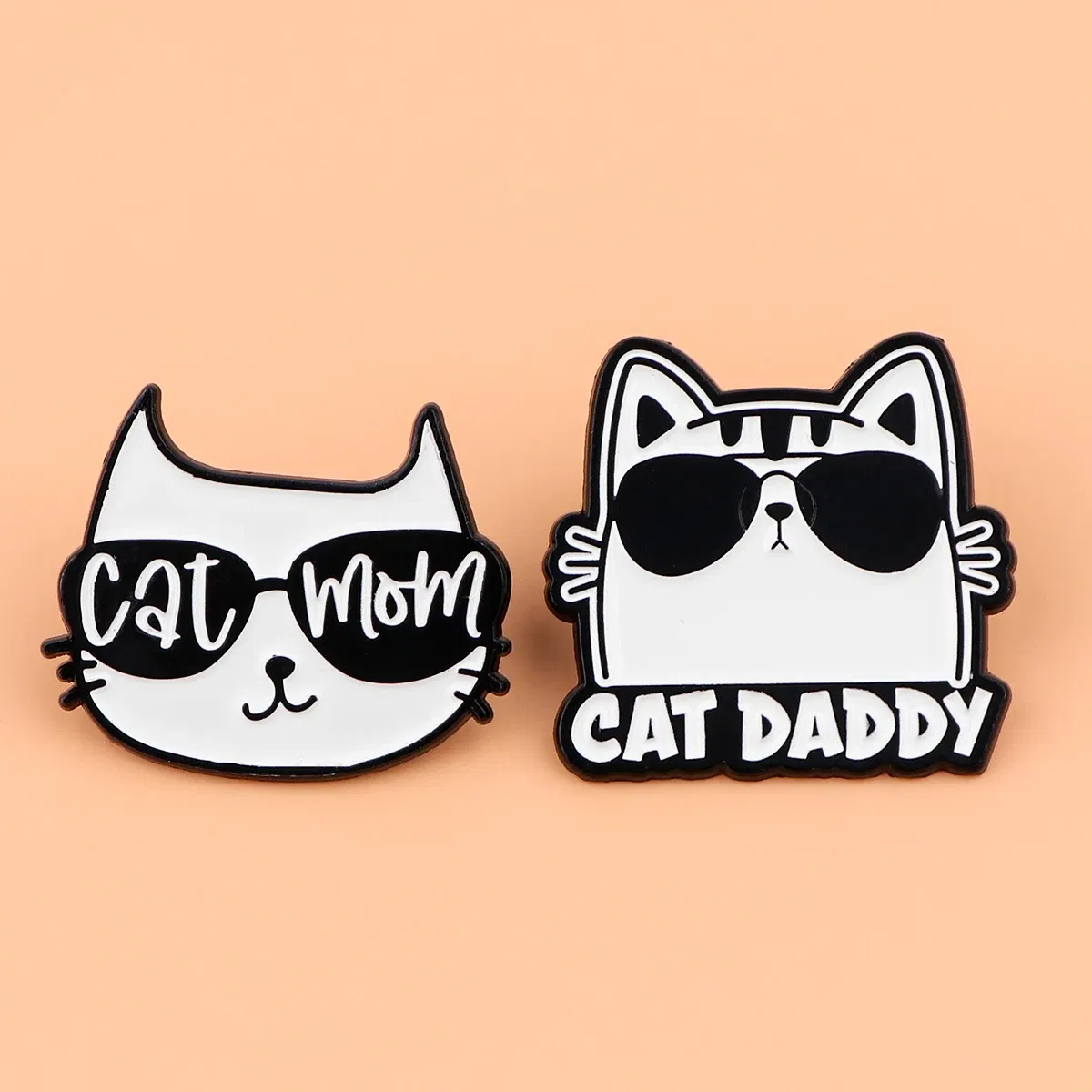 Metal color: Light Yellow Gold Color, Main Stone Color: WHITE - Cool Cat Enamel Pin Funny Quotes Brooch Pines Lapel Pins Badge on Backpack Clothing Accessories Fashion Jewelry Dad Mom Gift