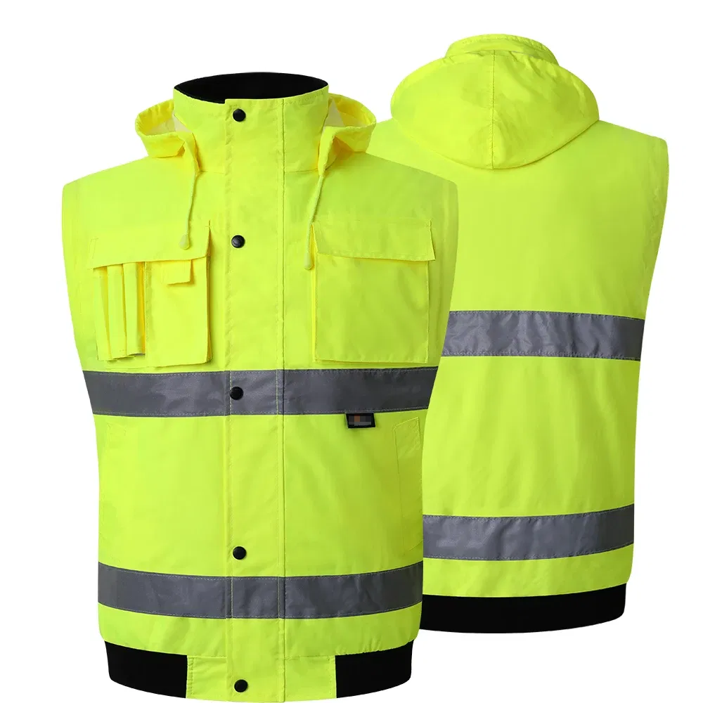 Color: Yellow, Size: XXL - High Visibility Parka Windproof Jacket Waterproof Parka Men's Work Reflective Parka