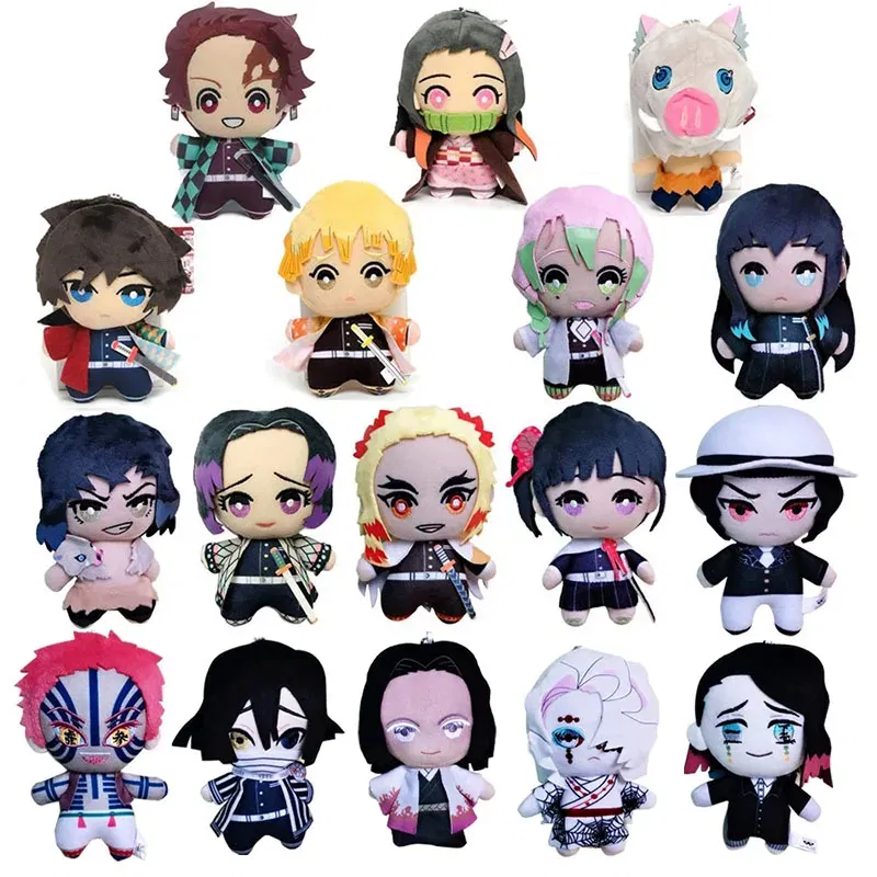 Color: FireBrick, Height: 11cm-30cm - 15cm Japan Anime Demon Slayer Akaza Rui Iguro Obanai Tanjirou Kamado Nezuko Agatsuma Zenitsu Plush Toys Doll Peluche Gift