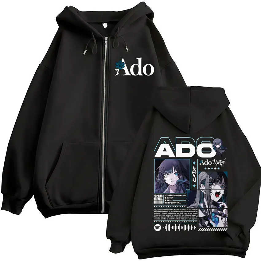 Color: Brown, Size: S - Ado World Tour 2025 Hibana Zipper Hoodies Men Women Clothing Fashion Harajuku Zip Up Sweatshirts Pullover Jacket Coat Streetwear