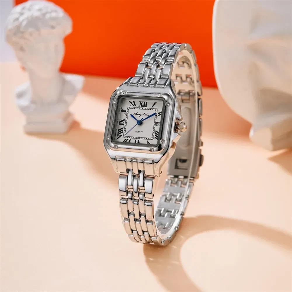Color: Brown, Ships From: CHINA - Luxury Branded Women Watches 2023 Simple Square Roman Calendar Women Quartz Watch Fashion Stainless Steel Strap Ladies Clock