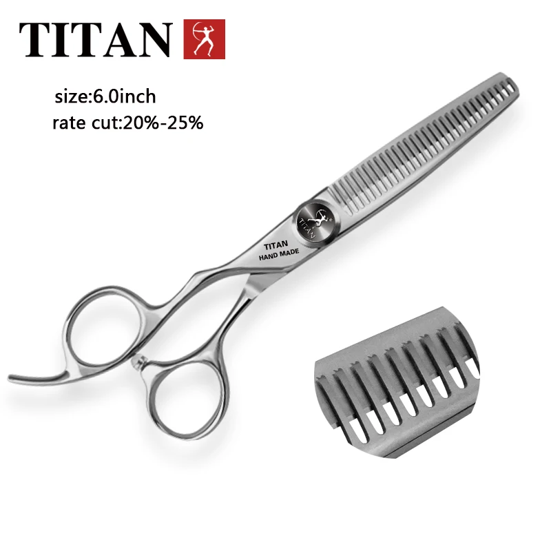 Color: Green - TITAN professional Barber cut left handle scissors hair scissors thinning hairdressing cutting