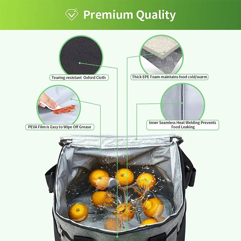 Color: Red - Large Capacity Tote Bento Insulated Lunch Bag Picnic Food Lunch Box Storage Ice Cooler Thermal Bag Portable Fridge Thermal Bag