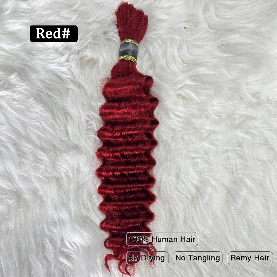 Color: 4/30HL, Stretched Length: 22INCHES - Pre-Colored Brazilian Deep Wave Bulk Human Hair No Weft Remy Bulk Human Hair 14 To 28 Inch Bulk Hair Extension Crochet Braids