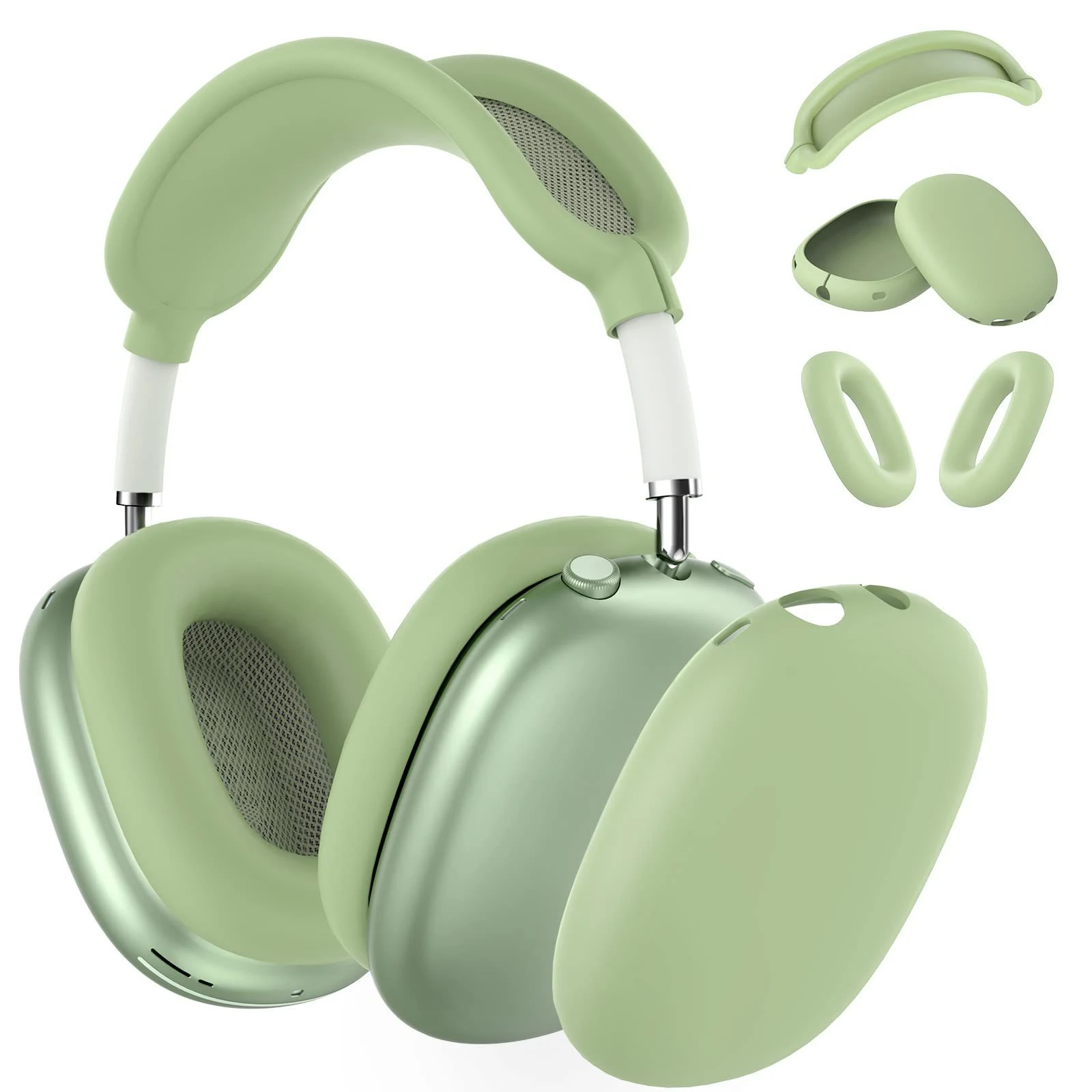 Color: green - Silicone Case Cover for AirPods Max(2024/2020) Headphones, Anti-Scratch Ear Pad Case Cover/Ear Cups Cover/Headband Cover