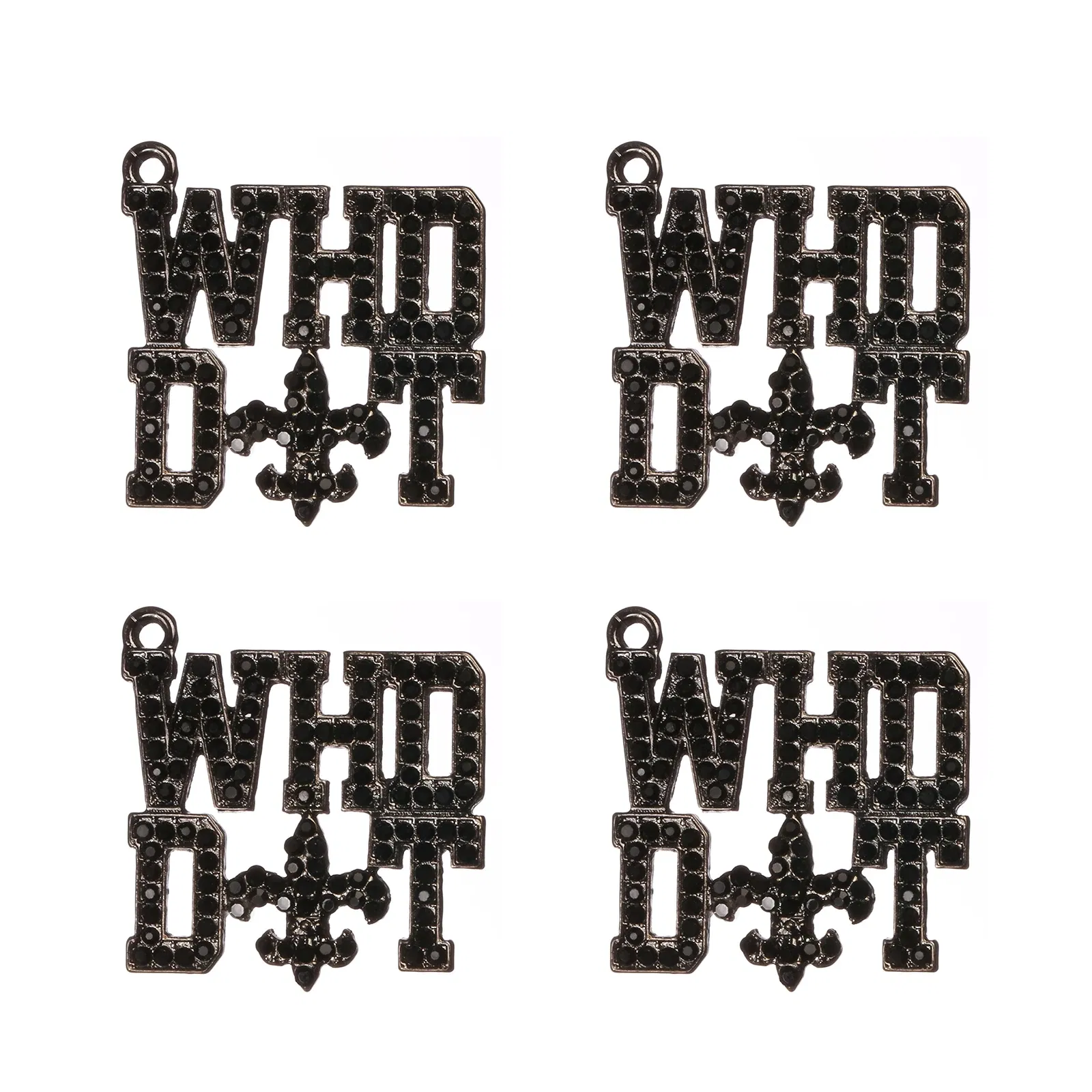 Metal color: Gold-color, Ships From: CHINA - 10pcs WHO DAT Rhinestone Letter Saint Charms Fit for Bracelet DIY Jewelry Making LTC0353-LTC0356