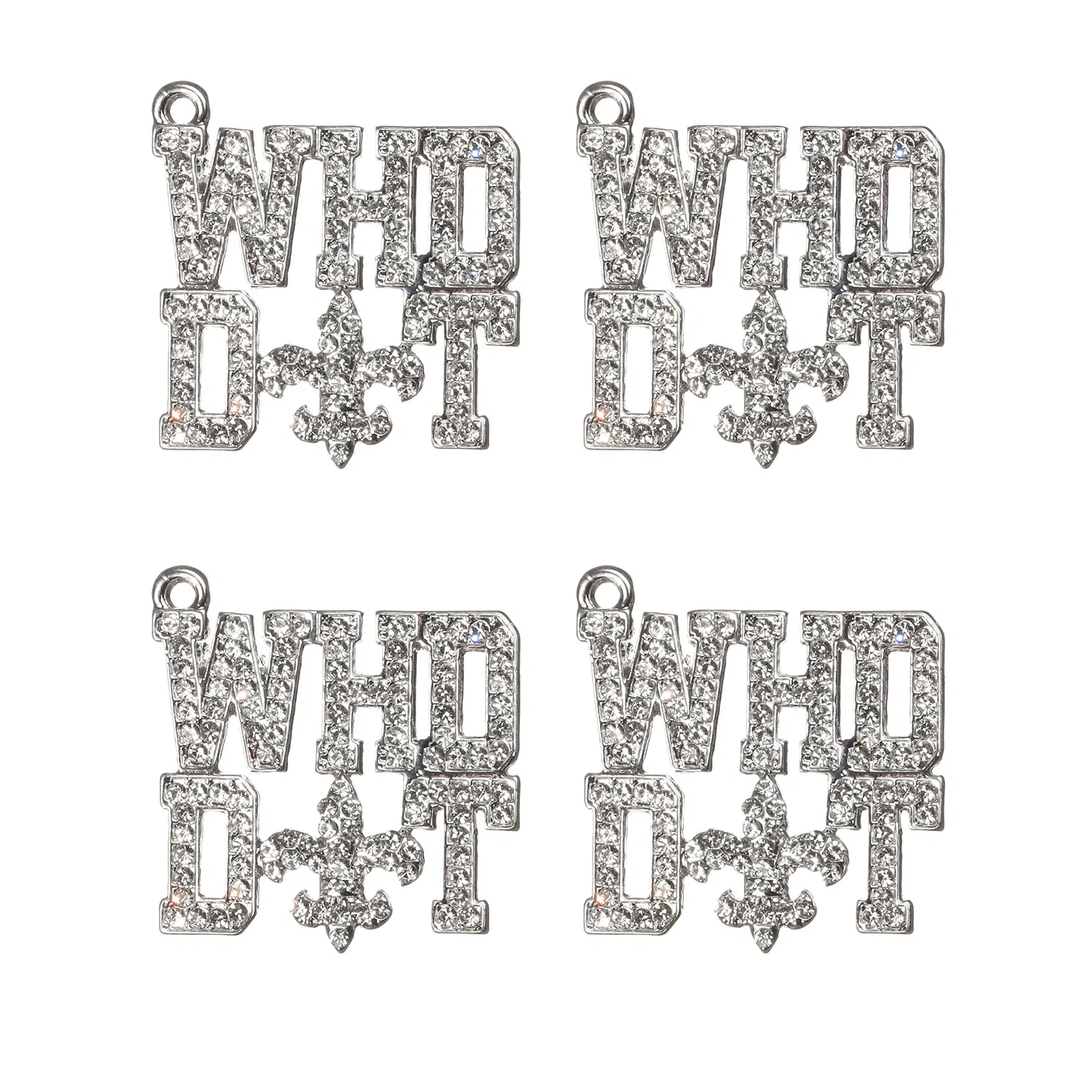 Metal color: Gold-color, Ships From: CHINA - 10pcs WHO DAT Rhinestone Letter Saint Charms Fit for Bracelet DIY Jewelry Making LTC0353-LTC0356