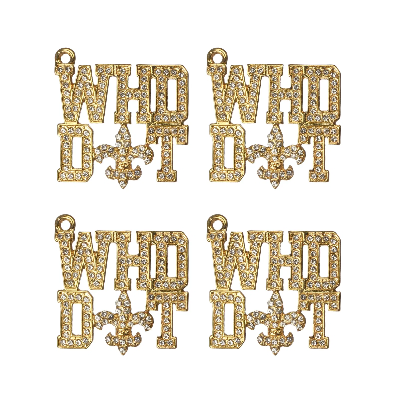 Metal color: Gold-color, Ships From: CHINA - 10pcs WHO DAT Rhinestone Letter Saint Charms Fit for Bracelet DIY Jewelry Making LTC0353-LTC0356
