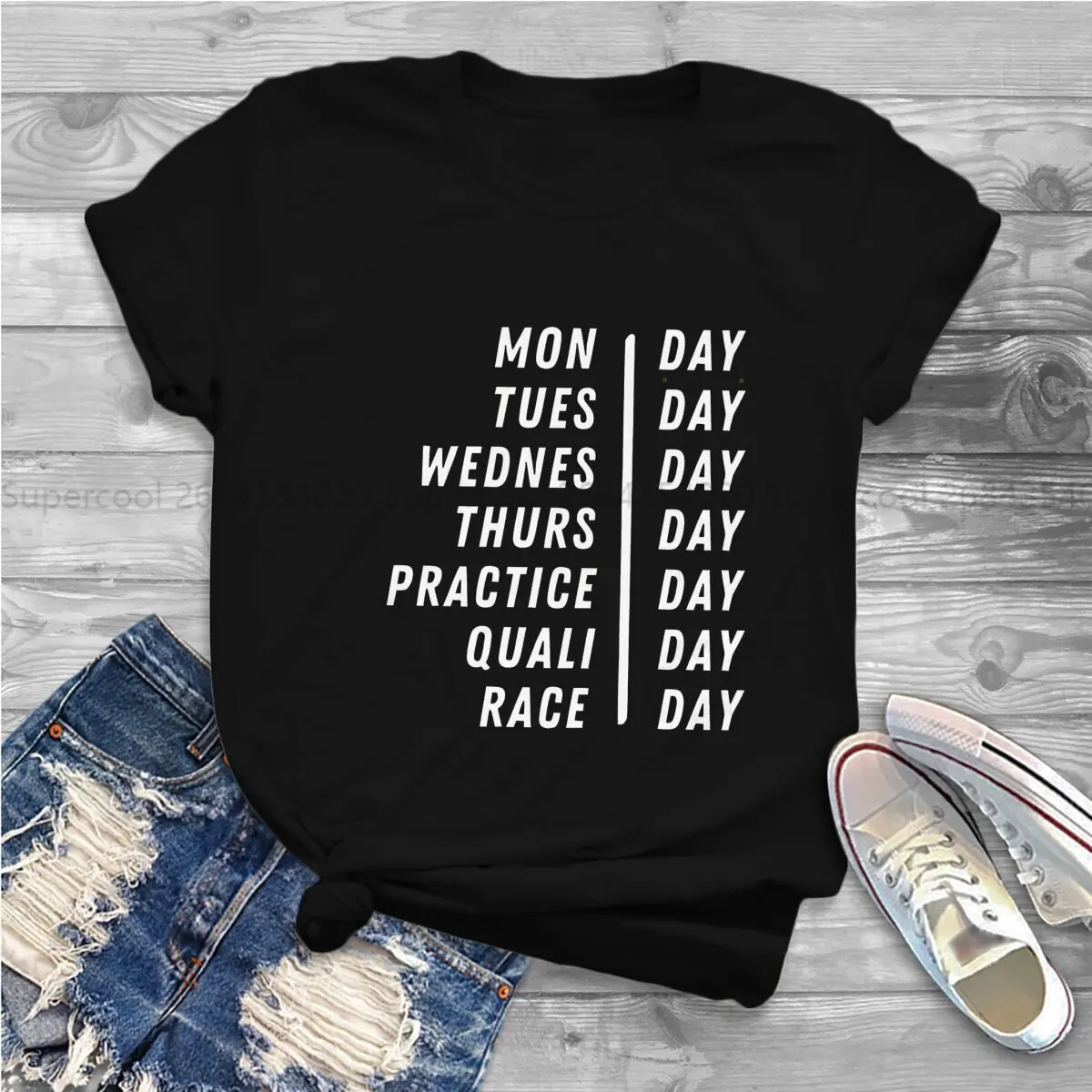 Color: black, Size: M - Race Week Newest Polyester TShirts F1 Formulate 1 Racing Female Style Streetwear T Shirt O Neck