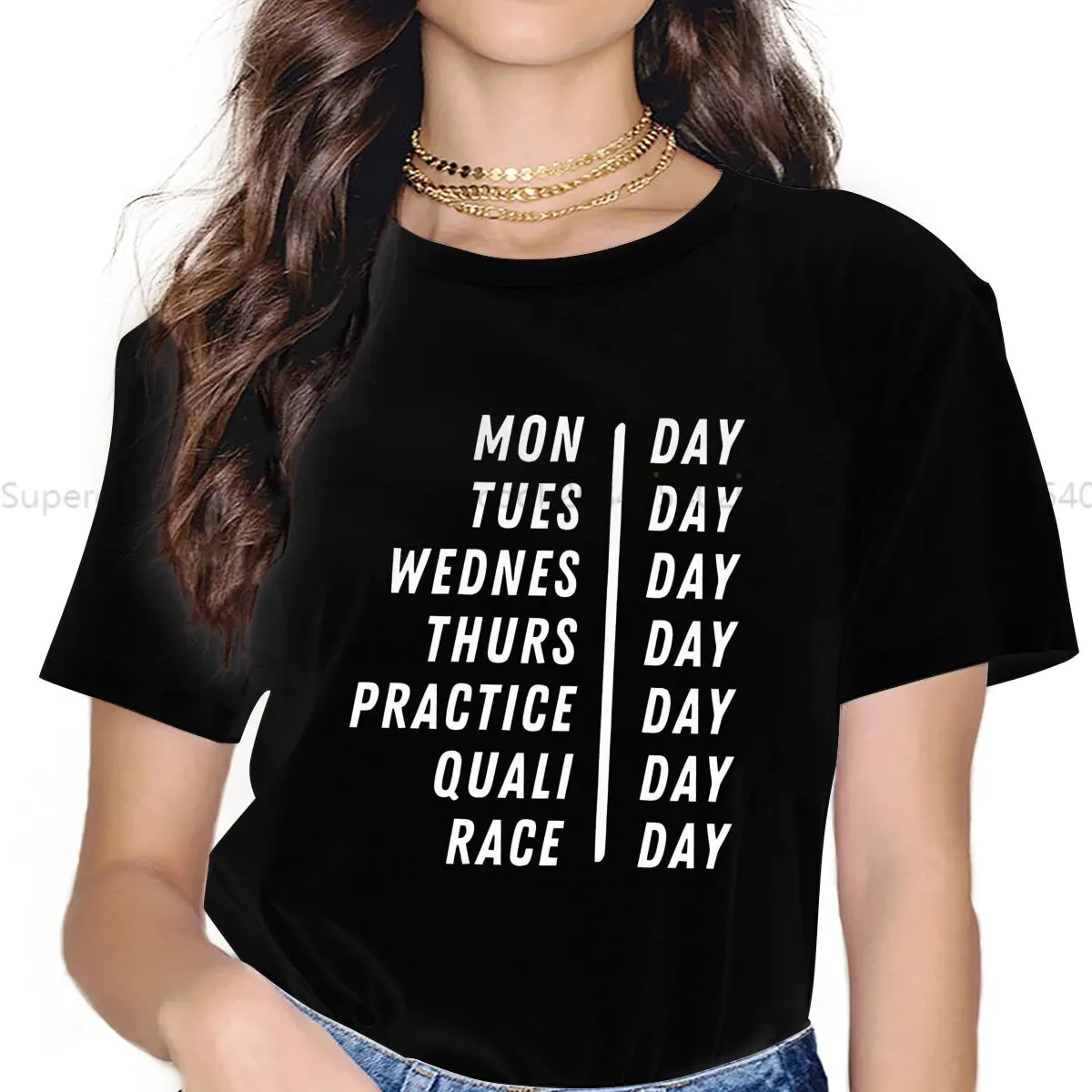 Color: black, Size: M - Race Week Newest Polyester TShirts F1 Formulate 1 Racing Female Style Streetwear T Shirt O Neck