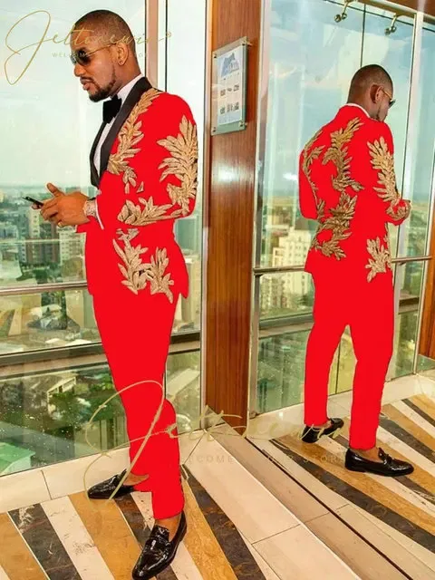 Color: SKY BLUE, Size: XS - Luxury Groom Wedding Tuxedos Gold Sequins Appliques Black Men Suits Slim Fit Costume Homme Marriage Prom Suits