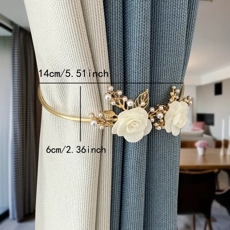 Elegant Metal Faux Pearl Curtain Holdback with Three