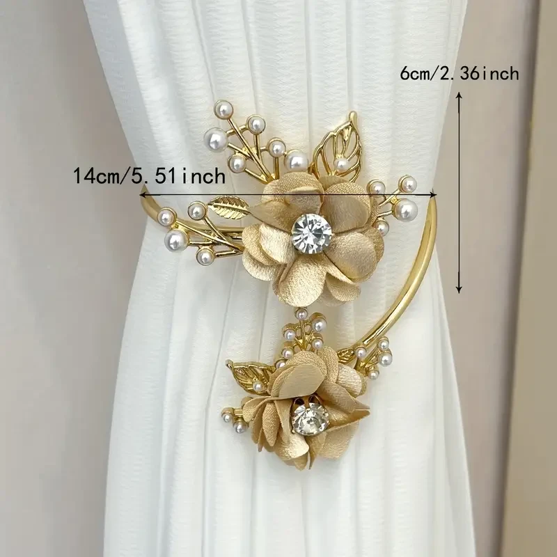 Elegant Metal Faux Pearl Curtain Holdback with Three