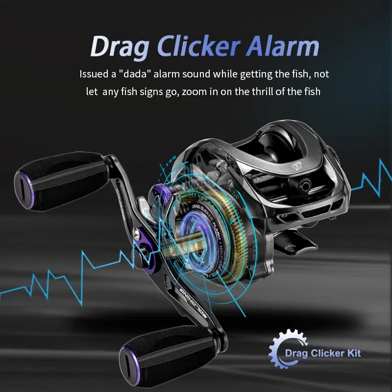 Color: Orange, Use Mode: Right Hand - Soloking GKA200 Pro Baitcasting Reel Fishing Reels 9KG Drag Power 6+1 BB Drag Clicker Sound Baitcaster Reel ? 이트 ?¦?