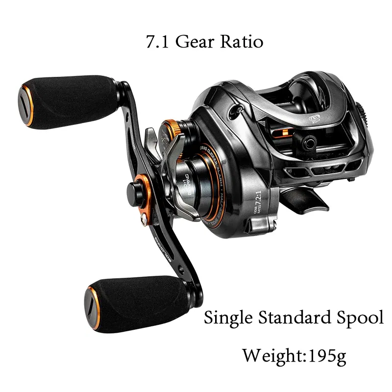 Color: Orange, Use Mode: Right Hand - Soloking GKA200 Pro Baitcasting Reel Fishing Reels 9KG Drag Power 6+1 BB Drag Clicker Sound Baitcaster Reel ? 이트 ?¦?