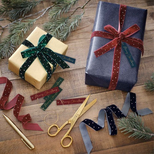 Velvet Luxe Gift Tags and Velvet Ribbon Gift Wrap Set