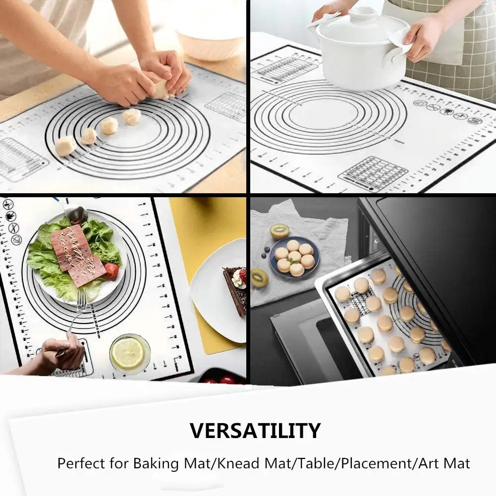 Color: Yellow, Size: L - Large Size Silicone Kneading Pad Non-Stick Surface Rolling Dough Mat With Scale Kitchen Cooking Pastry Sheet Oven Liner Bakeware