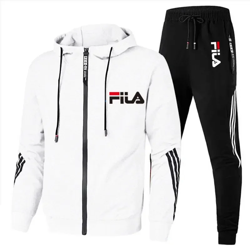 Color: Blue, Size: M, Ships From: CHINA - Men's spring and Fall outdoor zipper jacket + sweatpants jogging set Casual basketball fitness two-piece set