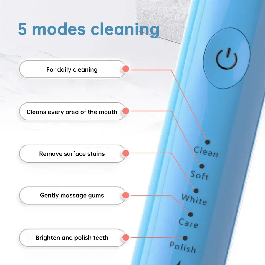 Color: Brown - Sonic Electric Toothbrush Oral Care Whitening Tooth Brush Rechargeable Automatic Adult IPX7 Waterproof Powerful Smart Toothbrush