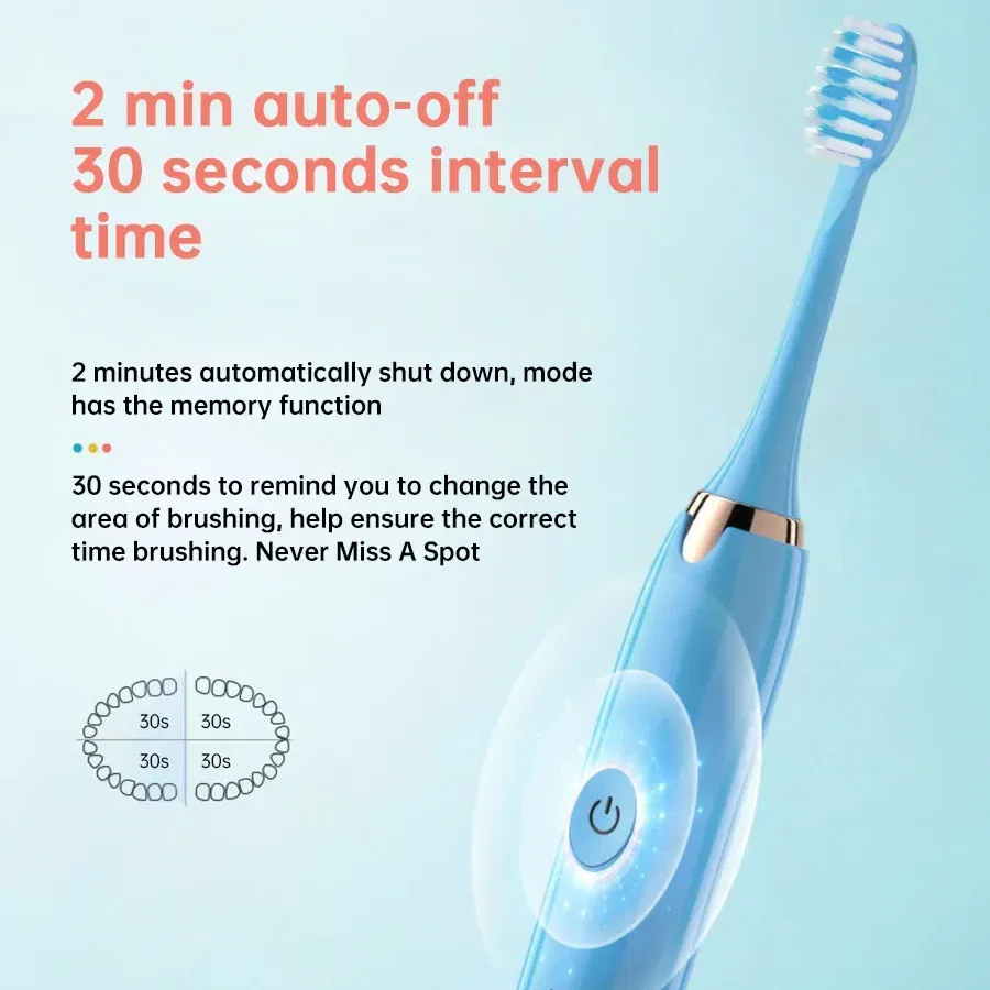 Color: Brown - Sonic Electric Toothbrush Oral Care Whitening Tooth Brush Rechargeable Automatic Adult IPX7 Waterproof Powerful Smart Toothbrush