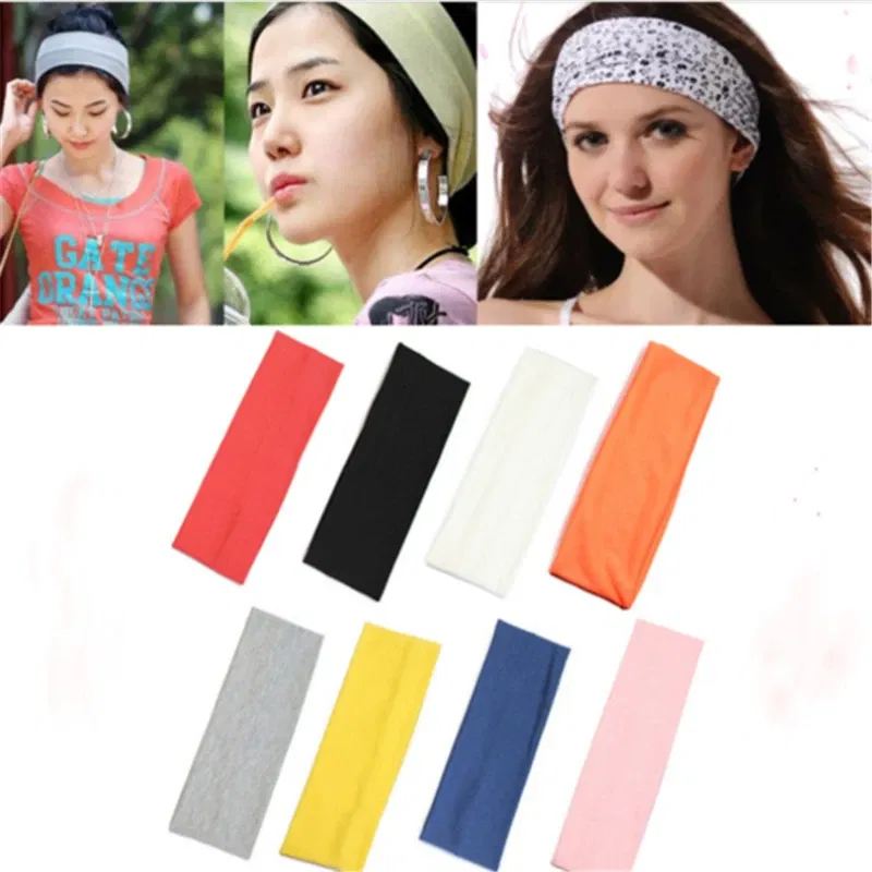 Color: Blue - Sweatband Headband Elasticity Sweat Bands Stretch Head Hair Band Sports Safety Yoga Basketball Gym Sport for Men and Women