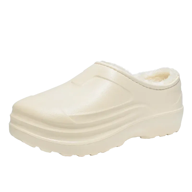 Color: Beige, Shoe Size: 39 - Eva Men's Chef Slippers Winter Slipper for Men Home Cotton Shoes Water Proof Anti-slip Keep Warm Height-increasing New Arrival