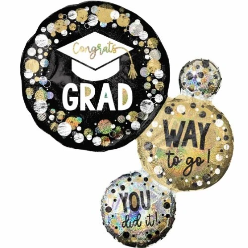 SuperShape Holographic Congrats Grad Way to Go Circles & Dots