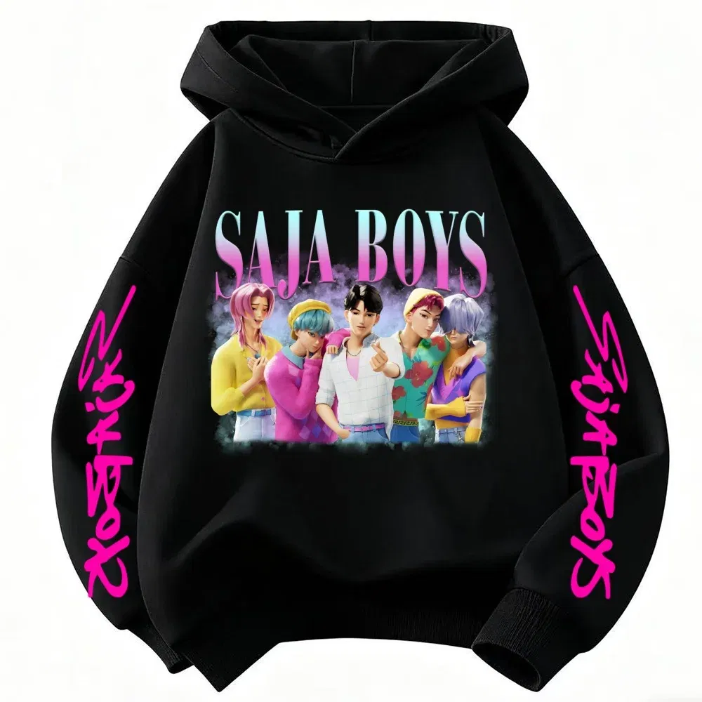 Color: Beige, Kid Size: 3T - k-pop sajaboys Christmas Kpop Witch Hunt Group Autumn/Winter Cartoon Hoodie Set for Boys, Girls & Kids ?»?