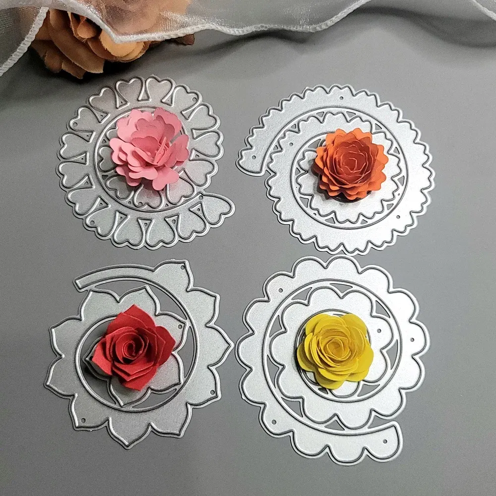 Color: DARK GRAY, Size: S, Ships From: CHINA - 6 Styles Spiral Flower Metal Cutting Dies Scrapbook Embossing Circle Die Cuts Album DIY Craft Cutting Die 2023 New