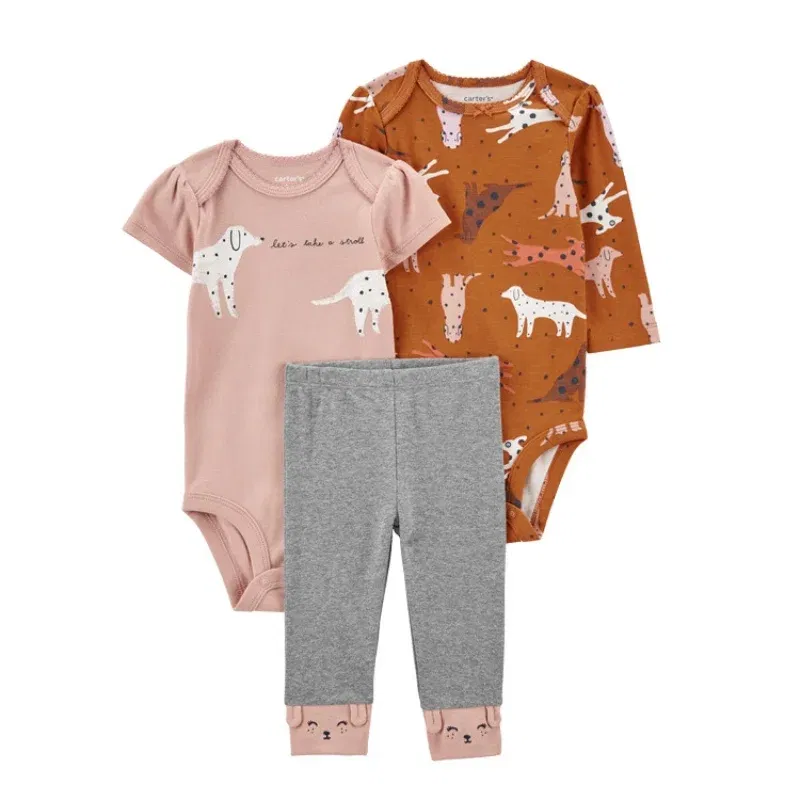 Color: army green, Ships From: CHINA, Kid Size: 24M - 3PCS Baby Boy Clothes Autumn Newborn Baby Clothes Bodysuits+Pants Animal Outfit Infant Pajama Pure Cotton Sets 0-24M Jumpsuit