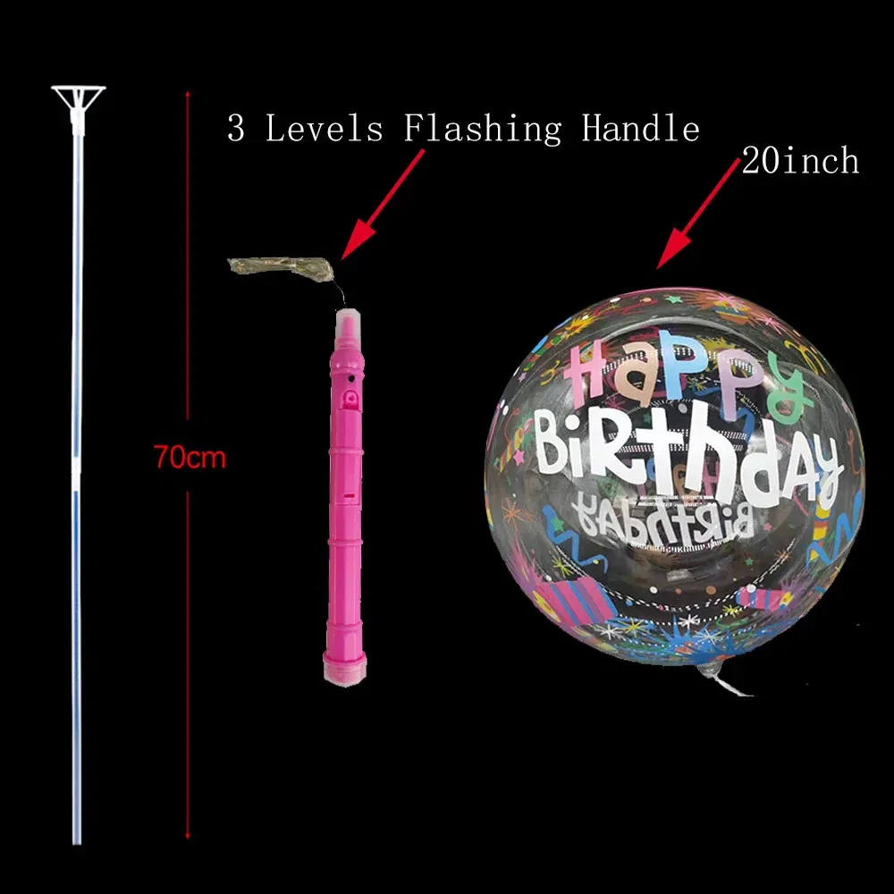 Color: MINT GREEN, Ballon Size: 10inch, Shape: Z - 1/5/10/20/30pcs LED Light Up BoBo Balloons Colorful 3 Levels Flashing Handle 20 Inches Bubble Balloon 70cm Stick