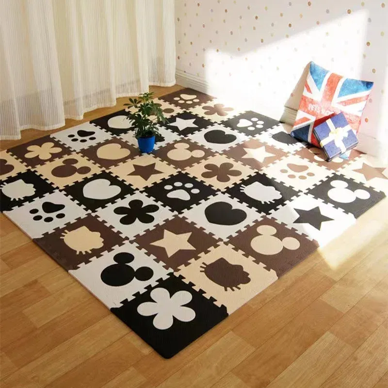 Color: Dark Khaki - Activities Mat for Baby Play Mat 16PCS Play Mats 30x30cm Thick 1cm Game Mats Tatame Play Mat for Baby Playmat Playroom Mat
