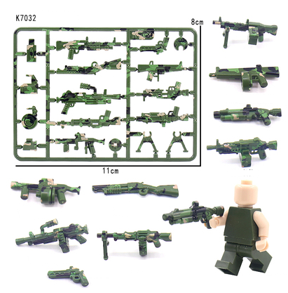 Military Special Forces Police Personnel Weapons Camouflage Painted Building Blocks